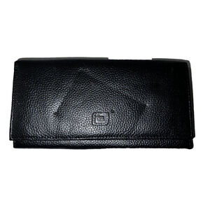 Unbranded Wallet Organizer Snap Closure Bifold Black Genuine Leather Pebbled